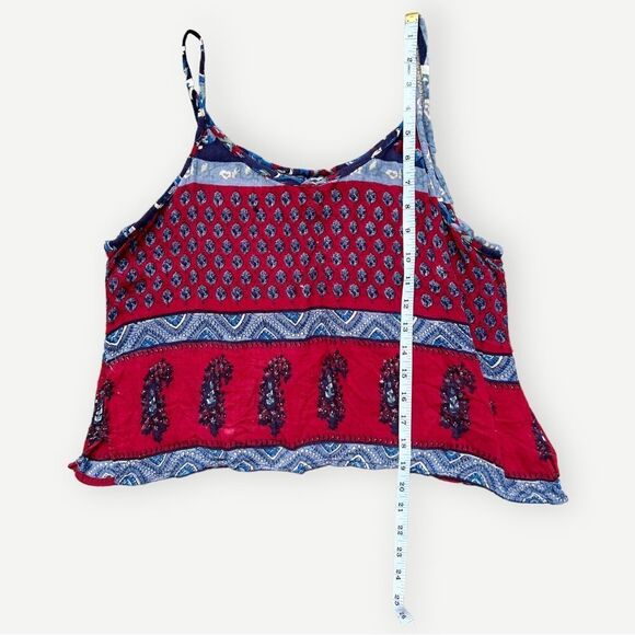 Geeta Vintage VTG Flowy Red & Blue Abstract Print Boho Tank Top. One Size. - Picture 5 of 7